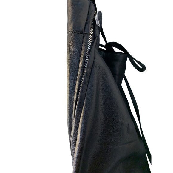 New Good American Faux Buttery Leather Wide Leg Halter Jumpsuit Size Small  RN10 - Picture 8 of 11